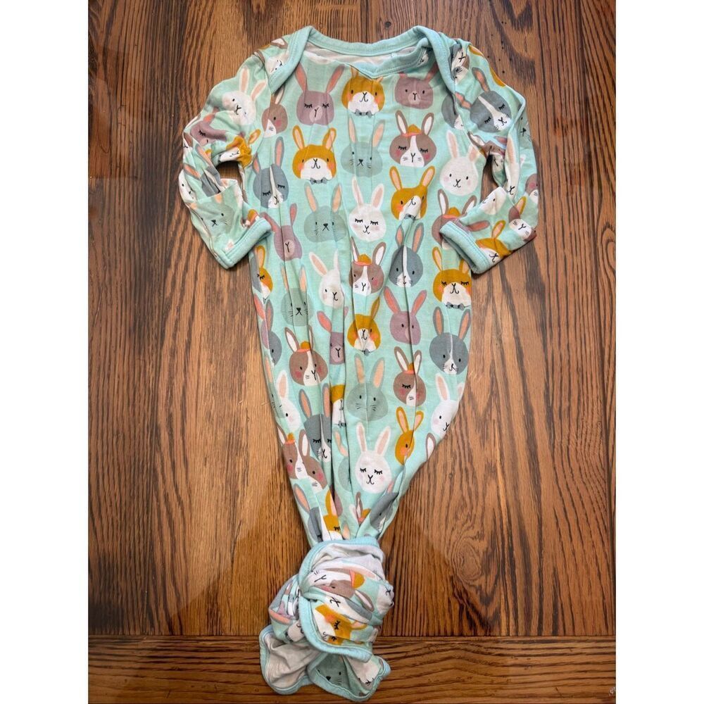 Little Sleepies Multicolor Bamboo Rad Rabbits Knot Gown Pajama Size Newborn